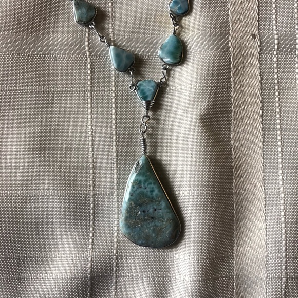 Dominican Republic Silver & Turquoise Necklace NWT - Picture 2 of 7